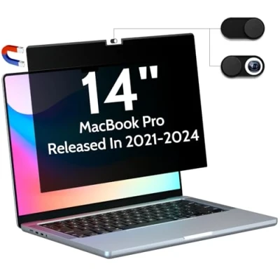 Afbeelding van Peslv Privacyscherm compatibel met MacBook Pro 14 inch (2021 2023, M1, M2, M3) A2918 A2992 A2442 A2779, magnetische verwijderbare matte anti blauw licht verblindingsfilter