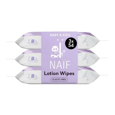 Afbeelding van 1+1 gratis: Naif Lotion Billendoekjes Plasticvrij 3 x 54 doekjes