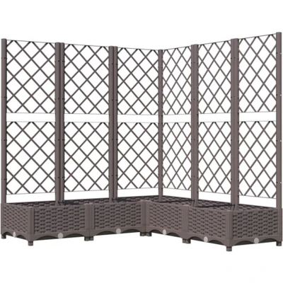 Afbeelding van vidaXL Plantenbak met latwerk 120x120x121,5 cm polypropeen bruin