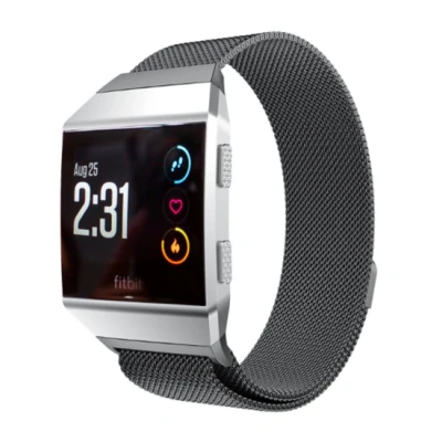 Afbeelding van Fitbit Ionic Milanese bandje Maat: Large Zwart RVS