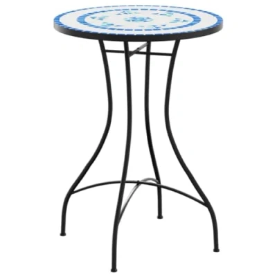Afbeelding van Bistrotafel Ø 50x70 cm keramiek blauw en wit