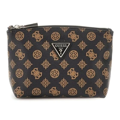 Afbeelding van GUESS Cosmetische tas Wilder Large Top Zip Brown Donkerbruin