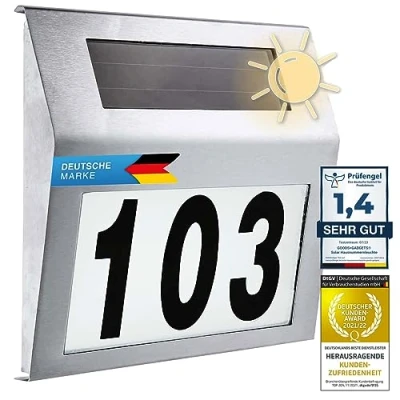 Afbeelding van Solar huisnummerlamp verlicht huisnummer met LED verlichting roestvrij staal IP44 (standaard)
