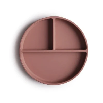 Afbeelding van Mushie Bord Plate Silicone 3 vaks Cloudy Mauve