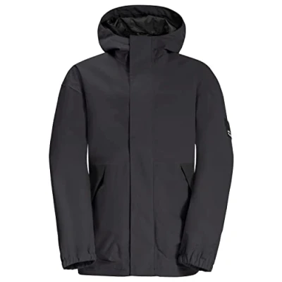 Afbeelding van Jack Wolfskin Unisex Regenjas voor kinderen, Maat: 140, Granite black