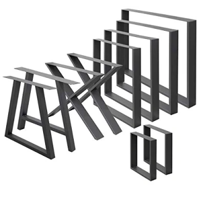 Afbeelding van ECD Germany 2x vierkante tafelpoten, 70 x 72 cm, donkergrijs, gepoedercoat staal, industrieel ontwerp, metalen tafellopers tafelonderstel meubelpoten, voor eettafel bureau