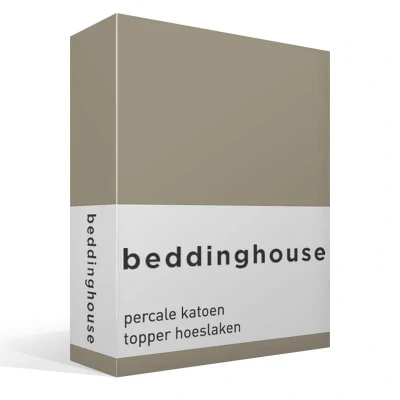 Afbeelding van Beddinghouse percale katoen topper hoeslaken Eenpersoons Sand