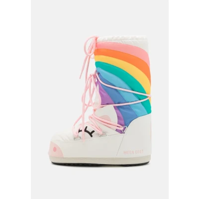 Afbeelding van Moon Boot ICON Unicorn Veterlaarzen white/multicoloured voor kinderen, Maat: 23 26, White/multi coloured Imitatieleer/ textiel