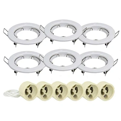 Afbeelding van LEDLUX Led Ronde vaste inbouwspot houder met veergat 60mm inclusief GU10 lamphouder 10 stuks (White)