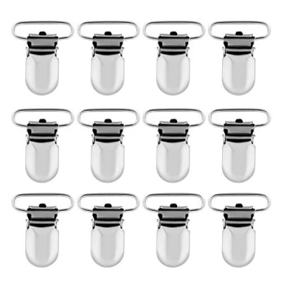 Afbeelding van LIHAO Fopspeen clips, metalen fopspeenkettingen, babyclip, vervanging voor bretels, 25 mm, 12 stuks, zilverkleurig