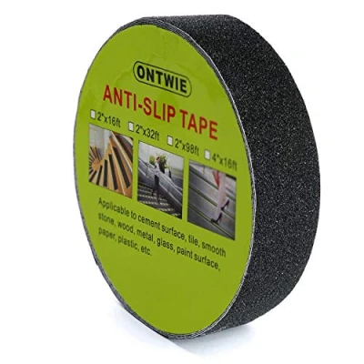 Afbeelding van ONTWIE Antisliptape, zwart, 33 ft x 1 inch, veiligheidspoor tape sliptape lijm voor trappen, veiligheid, loopvlakstape, binnen, buiten