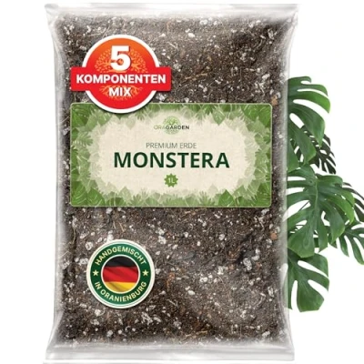 Afbeelding van ORAGARDEN Monstera aarde voor kamerplanten en tuin, 1 liter substraat planten, palmen, bloemen, 5 componenten potgrond