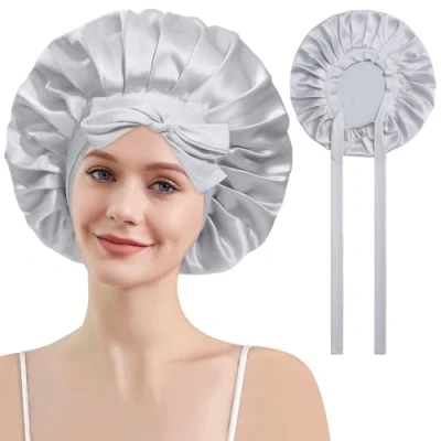Afbeelding van Coubeau zijden slaapmuts voor vrouwen nachtmuts met 100% kap, haarkap de nacht, kap