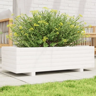 Afbeelding van Plantenbak 90x40x26,5 cm massief grenenhout wit