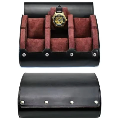 Afbeelding van Luxe Horloge Rol 6 Stuks Horlogedoos Etui Leer Watch Roll Houder Sieradendoos Opbergdoos Heren
