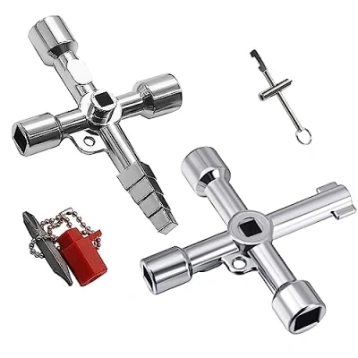 Afbeelding van XZEIT 3 Stuks Praktische Brandweerbouwsleutel, 4 In 1 Universele Sleutel, Schakelkastsleutel, Vierkante Driekantsleutel, Kruissleutel voor Multifunctionele Sleutel Water, Stroom, Stroommete