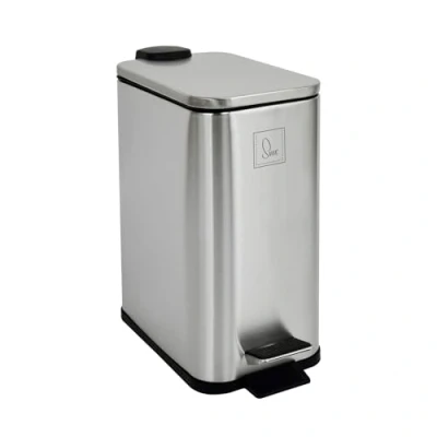 Afbeelding van SVITA ST5 Vuilnisemmer, pedaalemmer, afvalemmer, 5 l, badkamer, keuken, inclusief binnenemmer, pedaalmechanisme, softclose deksel, draaggreep, rechthoekig, zilver