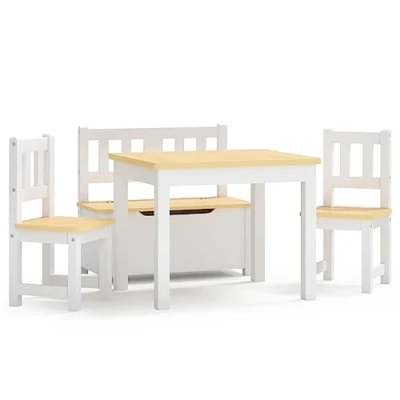 Afbeelding van 4 Delige Kindertafel En Stoelenset Mdf