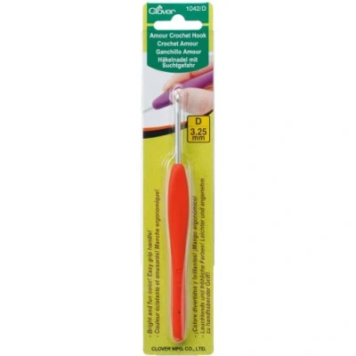 Afbeelding van clover 1042/D Amour Haaknaald maat D3/3,25 mm, overig, meerkleurig, 3,27 x 6,44 22,32 cm