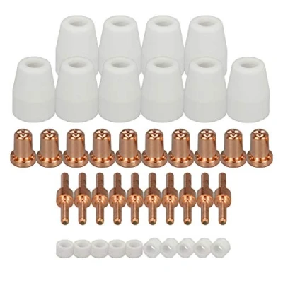 Afbeelding van RIVERWELD 40 stuks ESAB L TEC PT 31 JG WSD LG40 plasma elektrode 18205L Tips mondstuk verlengd 18866L Shroud Shield Cup 18204 Kit Fit CUT 50D 50 plasmasnijder