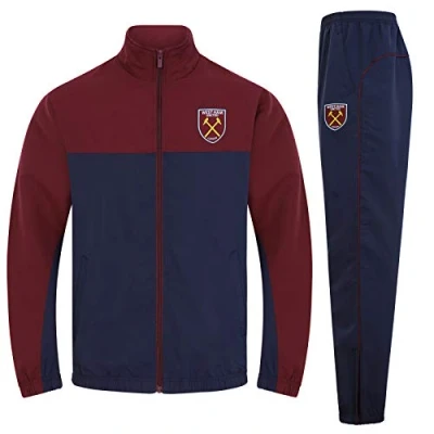 Afbeelding van West Ham United Heren Trainingspak Jas &amp; Broek Set OFFICIEEL Voetbal Gift, Donkerblauw, XL