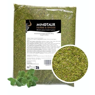 Afbeelding van Minotaur Spices Griekse Oregano Gedroogd en Geraspt 2 x 500 g (1 Kg) Heel, Premiumkwaliteit