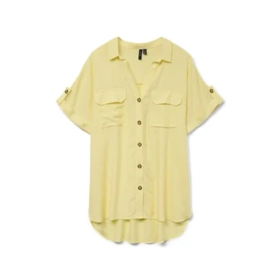 Afbeelding van VERO MODA Dames Vmbumpy Ss Shirt WVN Ga Noos, Lemon Meringue, XS