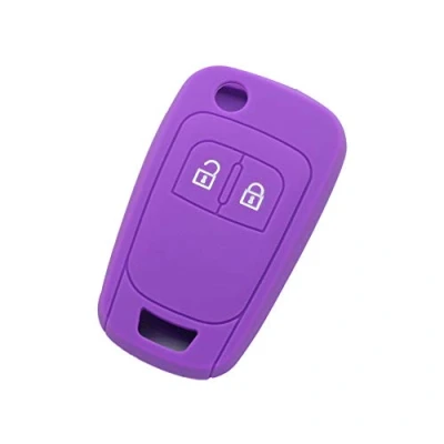 Afbeelding van BROVACS Siliconen Cover Protector Case Houder Skin Jacket Compatibel met OPEL VAUXHALL 2 Button Flip Remote Key Fob CV9624 Paars