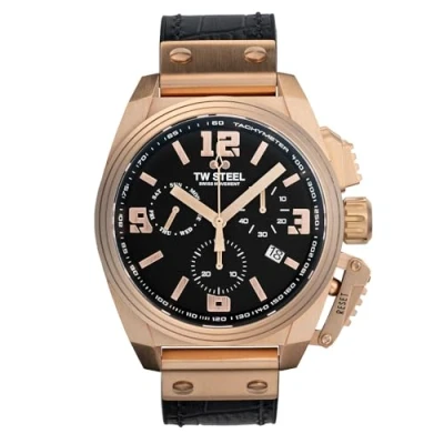 Afbeelding van TW Steel TW1115 Canteen Swiss Movement Rosé Chrono Bruin Leer 46mm