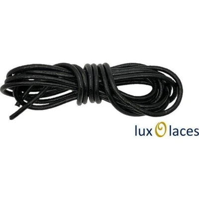 Afbeelding van Leren veters echte lederen schoenveters zwart 130 cm rond 2,5mm