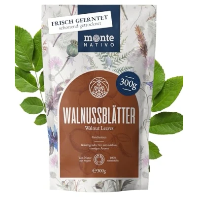 Afbeelding van Walnotenblad Thee Monte Nativo (300g) Zacht gedroogde walnotenbladeren Losse kruidenthee zonder toevoegingen Voor een gezonde en verfrissende infusie Aromatisch 100% puur &amp; natuurlijk