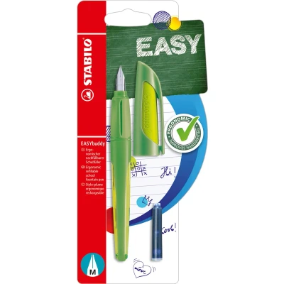 Afbeelding van STABILO EASYbuddy Ergonomische Vulpen Groen/Lime Standaard M Punt Voor Rechtshandigen