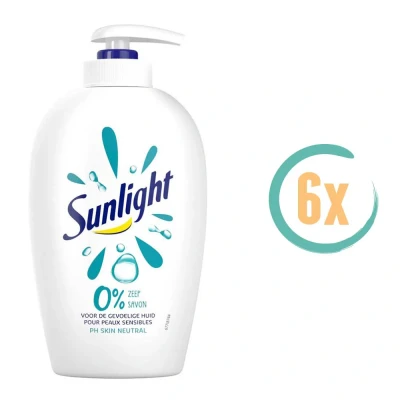 Afbeelding van Sunlight Zeep Vloeibare Handzeep 0% Gevoelige huid 6 x 250 ml Voordeelverpakking