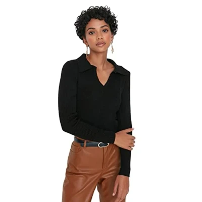 Afbeelding van Trendyol Acryl Trui Zwart Regular L Zwart,