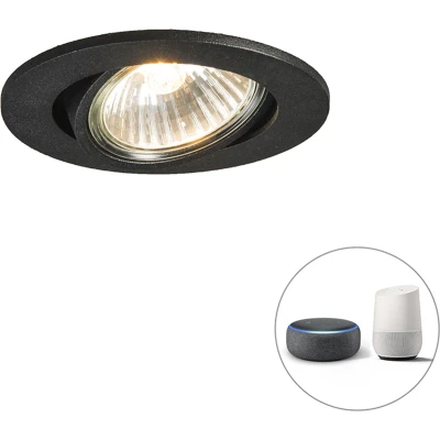 Afbeelding van QAZQA Smart inbouwspot zwart kantelbaar incl. Wifi GU10 Cisco