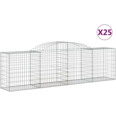 Afbeelding van vidaXL Schanskorven 25 st gewelfd 300x50x80/100 cm ijzer