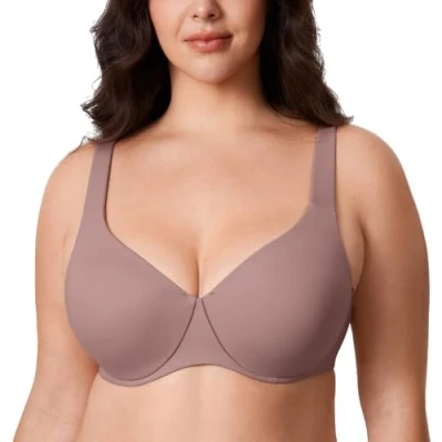 Afbeelding van AISILIN Vrouwen Minimizer Bh Plus Size Ongevoerd Volledige Dekking Gladde Beugelondersteuning Mochaccino 75G