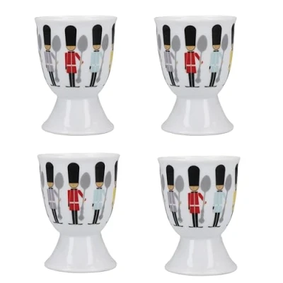Afbeelding van KitchenCraft 4 delige grappige keramische eierdopjesset