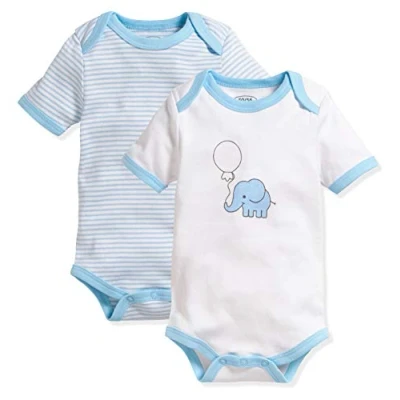 Afbeelding van Playshoes Schnizler set 2 rompers korte mouw olifantje lichtblauw