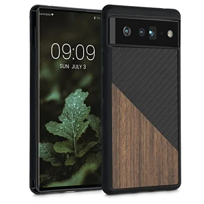 Afbeelding van kwmobile hoesje geschikt voor Google Pixel 6 Pro Backcover in donkerbruin / zwart Smartphonehoesje design