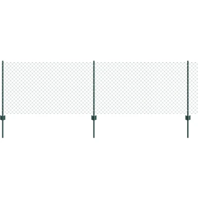 Afbeelding van vidaXL Kettenschuifhek met 10 U Posts Groen 0.8x10 m Staal
