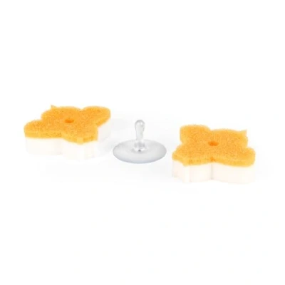 Afbeelding van Kleeneze reinigingssponzen 2 stuks dubbelzijdige visspons Busy Bee Design Inclusief houder