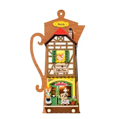 Afbeelding van Robotime Lazy Coffee House DS020 DIY miniatuurhuisje koffiehuis Miniatuur Knutselen Bouwpakket hout