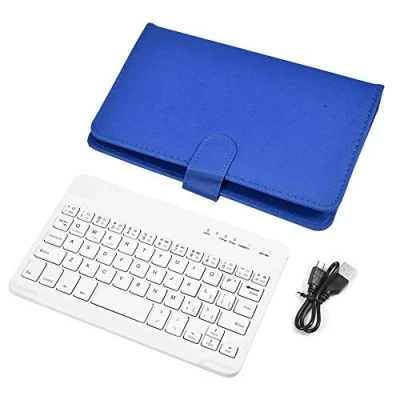 Afbeelding van Bluetooth toetsenbord, draadloos toetsenbord + toetsenbordstandaard PU lederen reisstandaard Case Cover(blue)