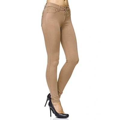 Afbeelding van Elara Dames Stretchbroek Skinny Fit Jegging Chunkyrayan Bruin H10 40
