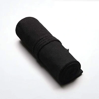 Afbeelding van tophomer Kunstenaar Potlodenhouder Roll, Canvas Potlood Etui, 48 Gaten Gekleurde Roll Houder Opbergzakje voor Kunstenaar, School, Kantoor, Zwart