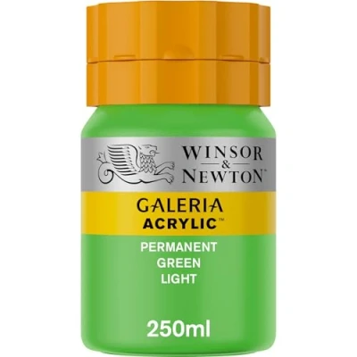 Afbeelding van Winsor &amp; Newton 2137483 Galeria acrylverf, hoge pigmentatie, lichtecht en verouderingsbestendig, romige vloeiende consistentie 250ml Pot, Permanent Green Light