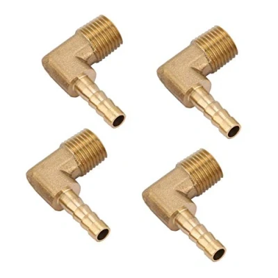 Afbeelding van 4pcs Tuyau de Coude Barb Raccord Filetage Mâle en Laiton G1/4&quot; (G1/4&quot; 6mm)
