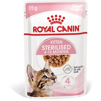 Afbeelding van Royal Canin Kitten Sterilised Gravy 12 x 85 g Natvoer voor groeiende kittens 6 tot maanden zachte consistentie melktanden
