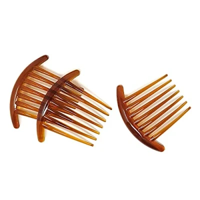 Afbeelding van ANCLLO 2 Stks Zeven Tand Vrouwen Franse Twist Kam Haar Kant Clip Comb Bruin